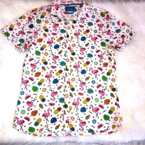 MTL Made to Live NY fun casual button up.